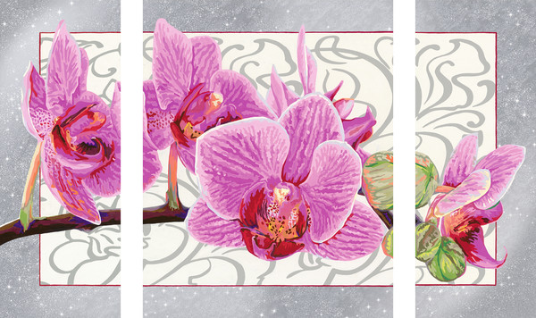 Ravensburger Malen nach Zahlen Sonderserie Premium Triptychon 80 x 50 cm - Wilde Orchidee