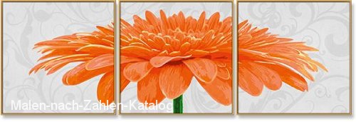 Schipper Malen nach Zahlen Meisterklasse Triptychon 120 x 40 cm - Chrysanthemum grandiflorum orange
