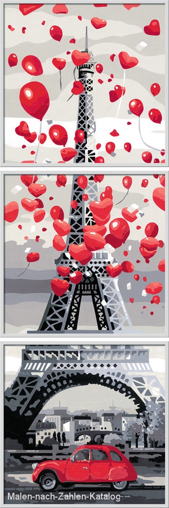 Ravensburger Malen nach Zahlen Serie Premium Triptycon - Paris, je t'aime