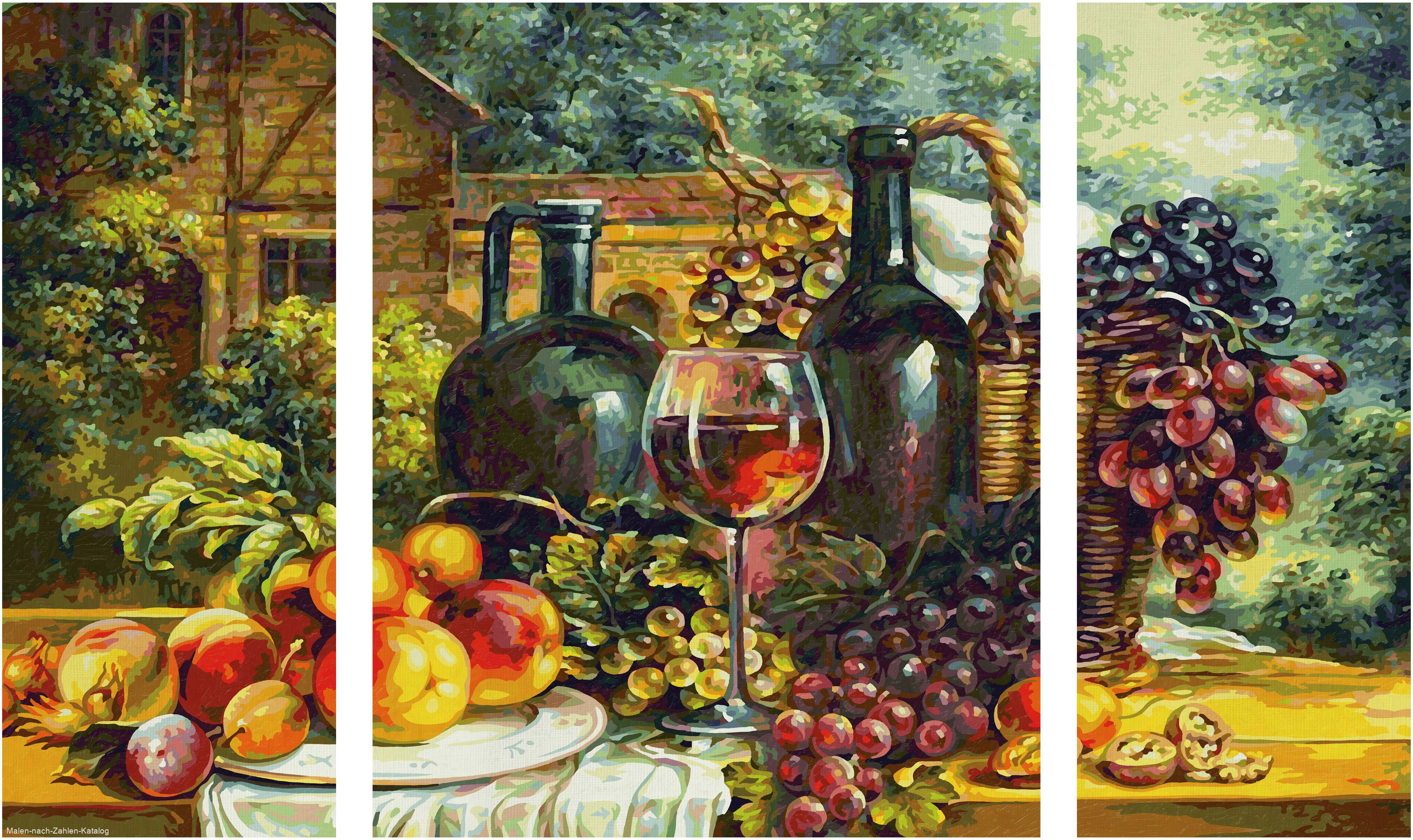 Schipper Malen nach Zahlen Triptychon 80x50cm Stillleben mit Weintrauben